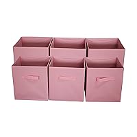 Foldable Cloth Storage Cube Basket Bins Organizer Containers Drawers, 6 Pack, Pink