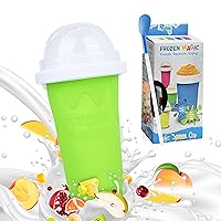Slushy Maker Cup, Quick Frozen Magic Smoothie Cup for Ice Cream Make your Day Cool, Portable Squeeze Ice Cup, Slushies Maker Cup with Spoon and Straw (Green)