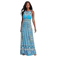 London Times Women's Halter Neckline Signature Morris Maxi Dress Vacation Occasion Event Guest of