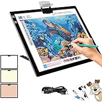 Rechargeable A3 LED Light Box w/Built-in Stand, VKTEKLAB Light Pad/Board for Diamond Painting with 2.8in Magnetic Clip, Light Board w/Power Off Memory Function, Tracing Light Pad for Kids