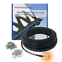MAXKOSKO Roof Gutter De-Icing Heating Cable Kit, Electric Snow Melting Heat Tape with 10ft Power Cold Lighted Plug, 7W/Ft,120V,75FT