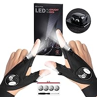 ThxToms Updated LED Flashlight Gloves Gifts for Men, Stocking Stuffers Gifts for Men, Hands-Free Lighted Gloves with 2 LED Lights, Christmas Gifts for Dad, Cool Gadget for Repairing Fishing Camping