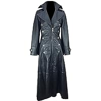 Unicorn Women Full Length Real Leather Coat Jacket Gothic Emo #M5