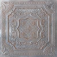 DCT04 Elizabethan Shield PVC 2' x 2' Lay-in or Glue-up Ceiling Tile (Covers / 40 sq.ft), Weathered Iron, 10 Piece