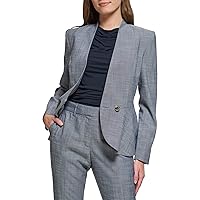 Tommy Hilfiger Women's One Button Peplum Blazer, Midnight Multi