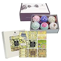 Jolitee French Milled Botanical Soap Sampler Set in Nine Fabulous Scents & Set of 6 Bath Bombs for Women Gift Bath Bomb Kit