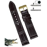 Custom Brown Alligator Watch Band for Men 16mm 18mm 19mm 20mm 21mm 22mm 23mm 24mm 30mm Ostrich Strap Quick Release Handmade Exotic Leather Replacement Wristwatch Gift For Husband Boyfriend Father
