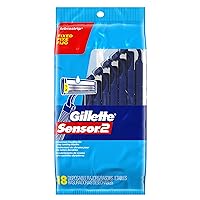 Sensor2 Disposable Razors for Men, Water Activated Lubrastrip to Help Avoid Skin Irritation, 18 count