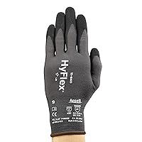 Ansell HyFlex 11-840 Ergonomic Abrasion-Resistant Nylon Spandex Nitrile Coated Industrial Gloves for Automotive, Fabrication - XL (10) Grey (3 Pairs)