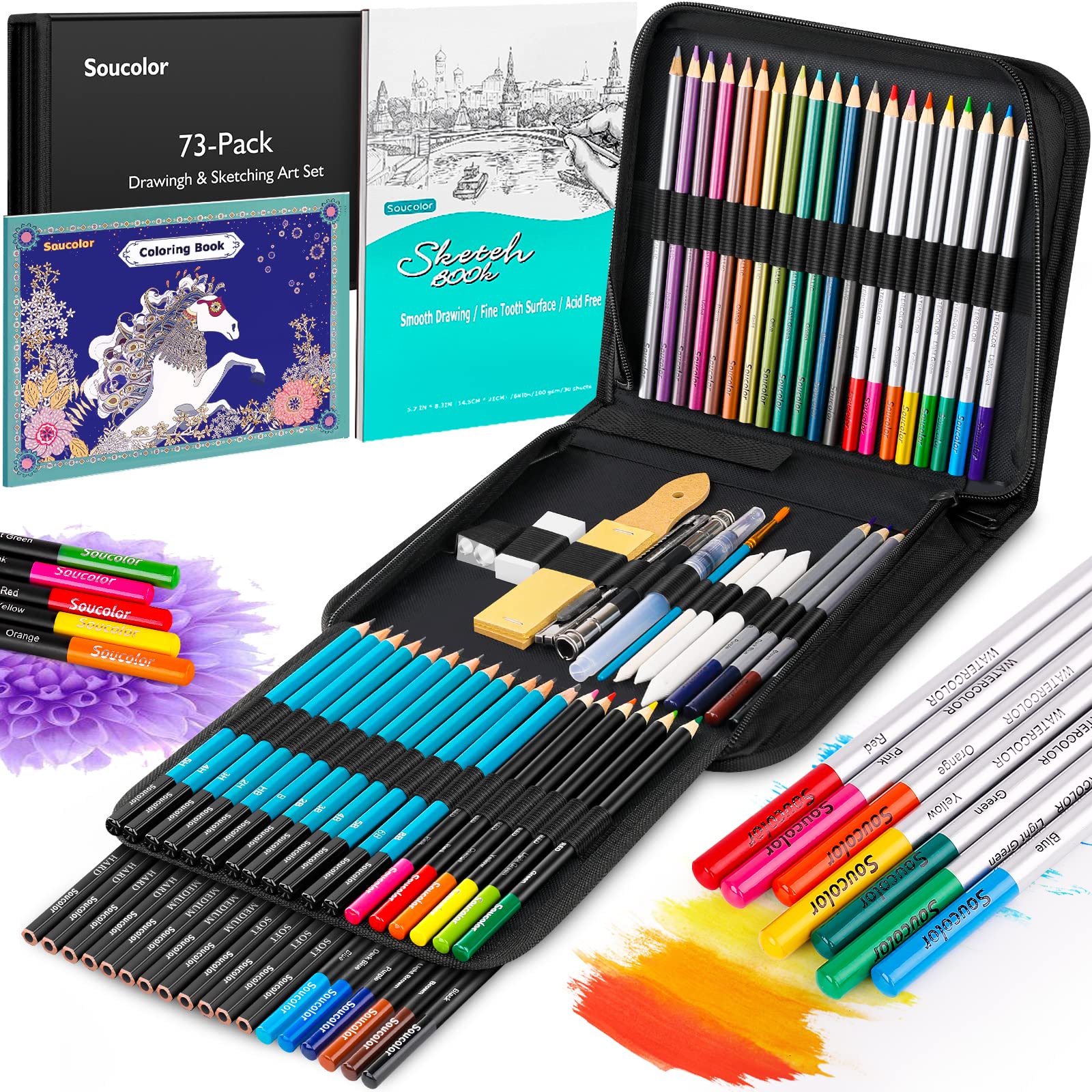 Shuttle Art 172 Colored Pencils, Soft Core Color Pencil Set for Adult  Coloring Books Artist Drawing Sketching Crafting