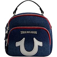 True Religion Mini Backpack, Convertible Denim Small Travel Bag Purse for Men and Women, Adjustable Shoulder Straps