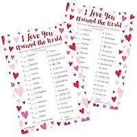 DISTINCTIVS Valentine's Day I Love You Around The World Classroom Party Game - 25 Player Cards