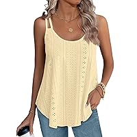 XIEERDUO Womens Tank Tops Spaghetti Strap Camisoles Eyelet Embroidery Scoop Neck Tops