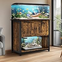 40-50 Gallon Fish Tank Stand with Cabinet, Metal Aquarium Stand for Accessories Storage, Reptile Tank Turtle Terrariums Table Bearable 1000LBS, Accommodates 2 Aquariums