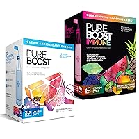 Pureboost Clean Energy and Super Immune Bundle. 60 Stick Packs Boosted with B12, Vitamin C and More. Fruity Combo Pack + Advanced Immune Support, Immune Combo Pack