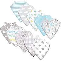 Luvable Friends Unisex Baby Cotton Fleece Bandana Bibs, Boy Basic Elephant, One Size