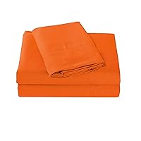 Hotel Luxury Bed Sheet Set 800 Thread Count King Size Bed Sheets Comfortable & Skin-Friendly, Deep Pocket 24-28 Inch.Orange Solid
