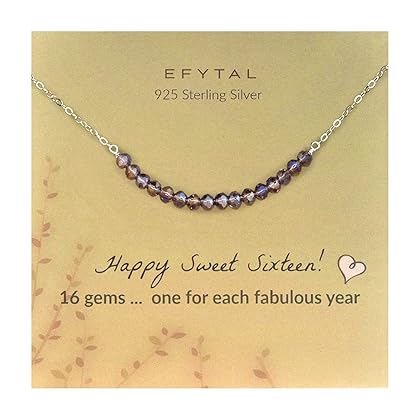 EFYTAL 16th Birthday Gifts for Girls, Sterling Silver Bead Necklace, Sweet 16 Gifts for Girls, 16 Year Old Birthday Gift Ideas, Sweet 16 Birthday Decorations