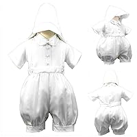 New White Short Rompers Baby Toddler Boys Christening Baptism Church 0-30M (2)