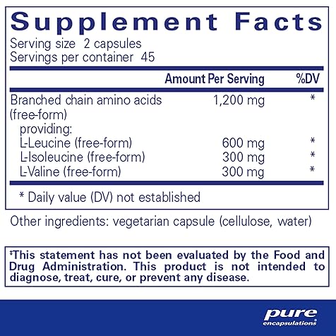 Pure Encapsulations BCAA Capsules | Hypoallergenic Supplement to Support Muscle Function During Exercise* | 90 Capsules
