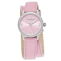 Stuhrling Original Women's 646.01 Vogue Crystals Stainless Steel Watch With Double-Wrap Leather Band