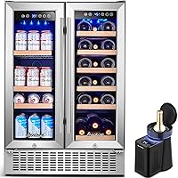 AAOBOSI 24 Inch Wine and Beverage Refrigerator with19 Bottles and 57 Cans Capacity Wine Cooler & Wine Chiller Electric