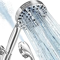 Shower Head,10 Functions High Pressure shower head with handheld, Built-in Pause Mode & 2 Power Wash, Non-Clogging Nozzles High Flow Hand Held, Leakproof 6.5ft Hose&Metal Bracket