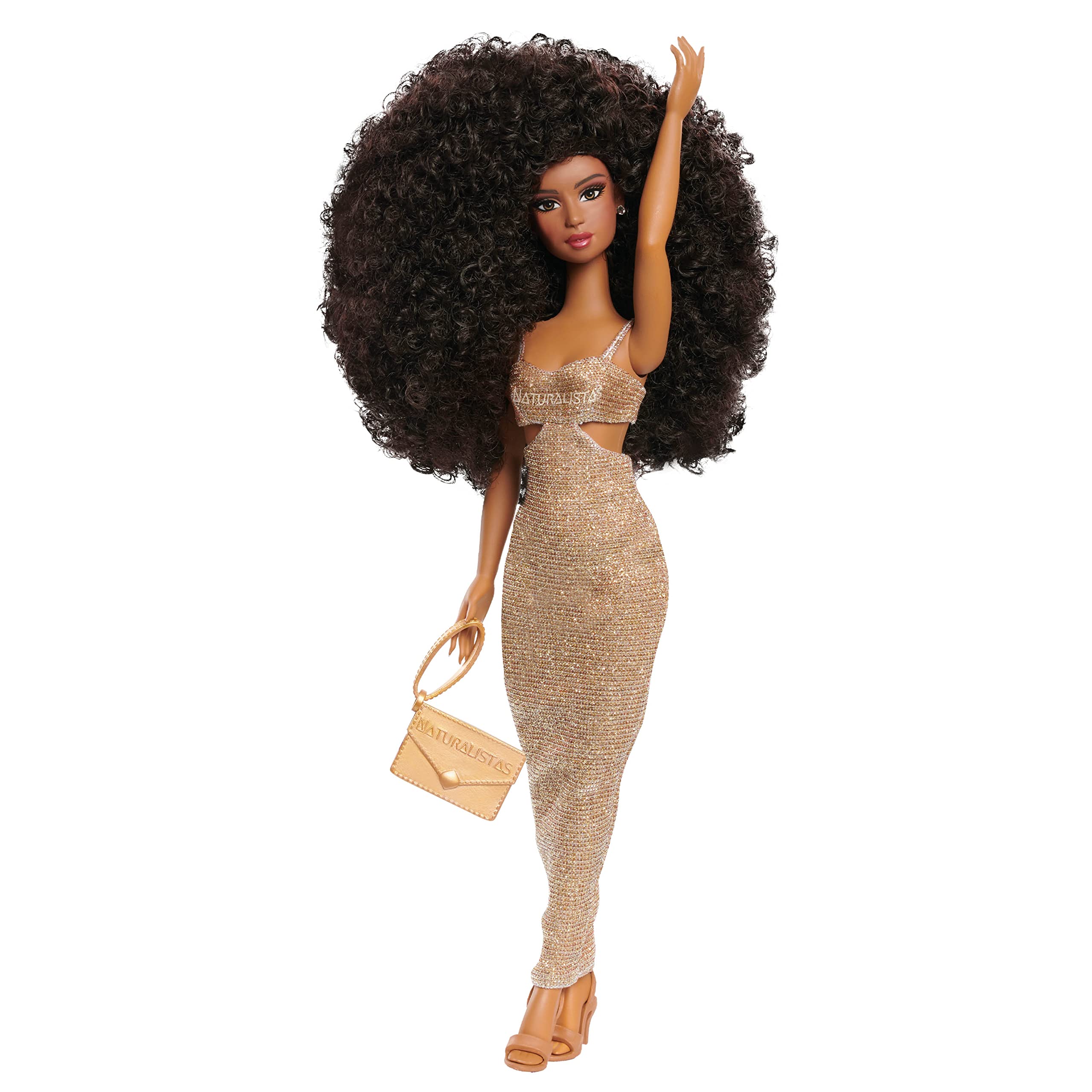 Naturalistas 11.5-inch Fashion Doll and Accessories Dayna, Curly 3C Textured Hair, Medium Brown Skin Tone, Designed and Developed by Purpose Toys