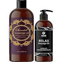 Massage Oils for Massage Therapy Bundle - Maple Holistics Massage Oil Kit with 16 Fl Oz Aromatherapy Lavender Massage Oil for Couples Plus Relaxing Massage Oil Made with Pure Essential Oils