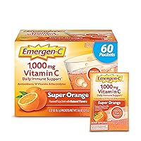 1000mg Vitamin C Powder for Daily Immune Support Caffeine Free Vitamin C Supplements with Zinc and Manganese, B Vitamins and Electrolytes, Super Orange Flavor -60 Count(Pack of 1)