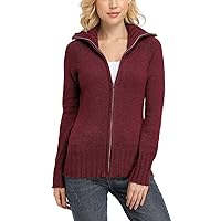 MISS MOLY Women's Collar Full Zip Long Sleeve Cable Knit Casual Sweater Cardigan