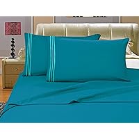 Elegant Comfort 1500 Premier Hotel Quality 4-Piece Bed Sheet Sets, Deep Pockets - Luxurious Wrinkle Free & Fade Resistant, Queen, Turqouise