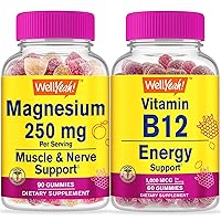 Magnesium Citrate 250mg + Vitamin B12 1000mcg, Gummies Bundle - Great Tasting, Vitamin Supplement, Gluten Free, GMO Free, Chewable Gummy
