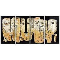 Empire Art Direct Totem Poles Metal, Hand Painted Primo Mixed Media Iron Sculpture, Decor,Ready to Hang,Living Room, Bedroom ＆ Office 3D Wall Art, 64 in. x 1.6 in. x 32 in, Black,Tan
