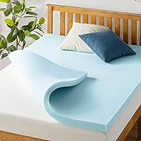 Best Price Mattress 2.5 Inch Ventilated Memory Foam Mattress Topper, Cooling Gel Infusion, CertiPUR-US Certified, Twin,Blue