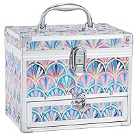 Girls Jewelry Box Organizer with Drawer & Mirror, Mermaid Tail Style Lockable Storage Case for Kid or Little Girls Jewelry and Hair Accessories