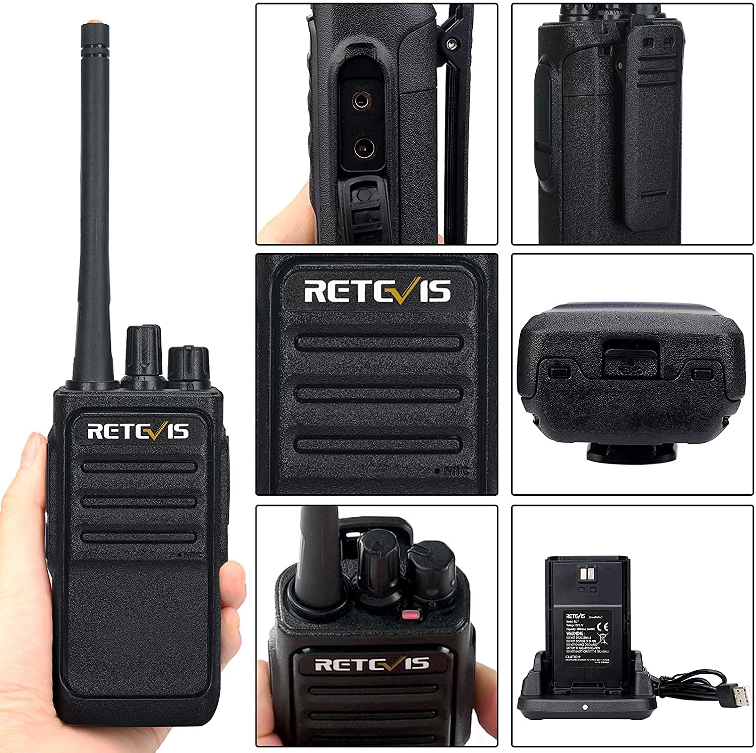 Retevis RT17 Walkie-Talkies for Adults Long Range,Portable 2 Way Radio with Earpiece and Mic,Rechargeable Two Way Radios with USB Charging Base, for Industrial Jobsite Restaurant Commercial(10 Pack)