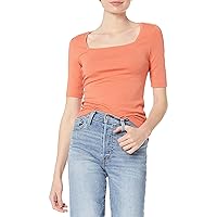 Amazon Essentials Women's Slim-Fit Half Sleeve Square Neck T-Shirt