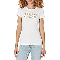 Emporio Armani Women's Cotton Jersey Metallic Logo Fitted Tee