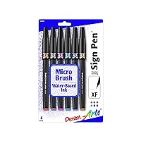 Arts Sign Pen Micro Brush, Assorted Ink, (F/N/P/S/V/Y) 6-pk (SESF30BP6M1)