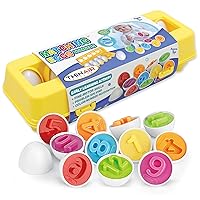 Dr. STEM Toys Matching Plastic Eggs 12 pc Set, Number & Color Learning, Sorter Puzzle, Montessori Gift