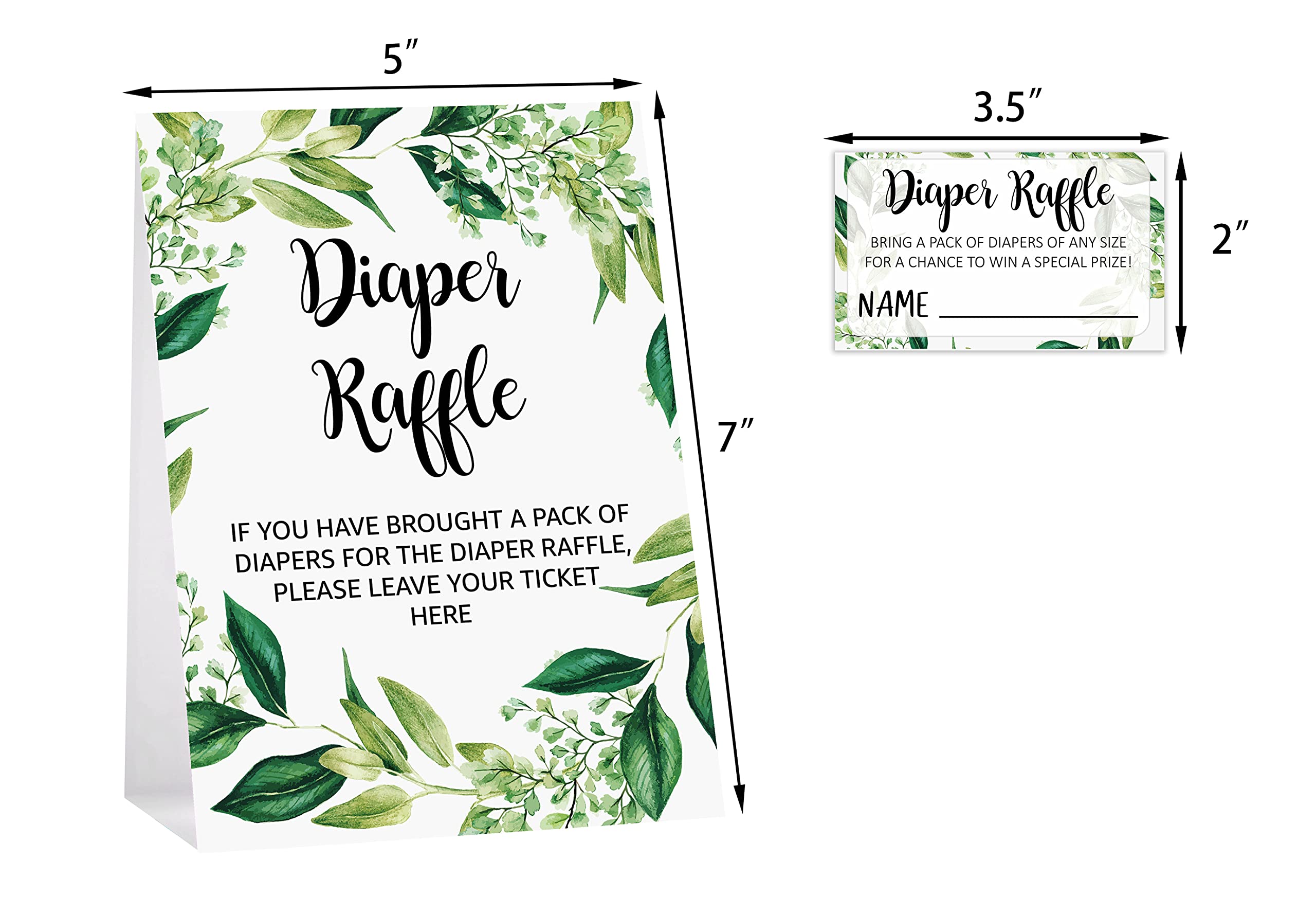 Diaper Raffle Tickets and Sign Baby Shower Games, Decorations, Party Favors For Baby Showers – 1 Sign, 50 Cards per Pack(DIAPER-B008)