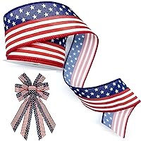Patriotic Stripe Wire Satins Ribbon for Veterans Day Independence Day Memorials Day Gift Wrapping Decors Ribbons American Patriotic Ribbon