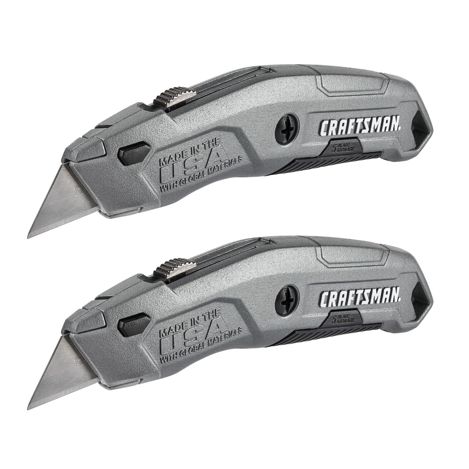 CRAFTSMAN Utility Knife, Quick Change, Retractable, 6 Blade, 2-Pack (CMHT10588)