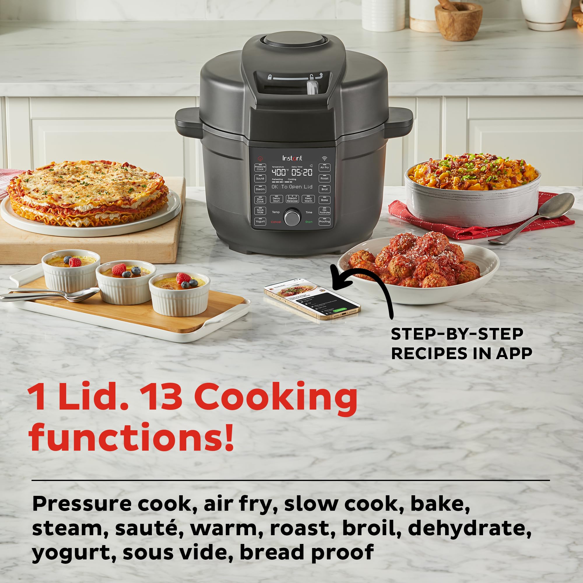 Instant Pot 6.5 Quart Duo Crisp Ultimate Lid with WIFI, 13-in-1 Air Fryer and Pressure Cooker Combo, Sauté, Slow Cook, Bake, Steam, Warm, Roast, Dehydrate, Sous Vide, & More, Includes App with Recipes