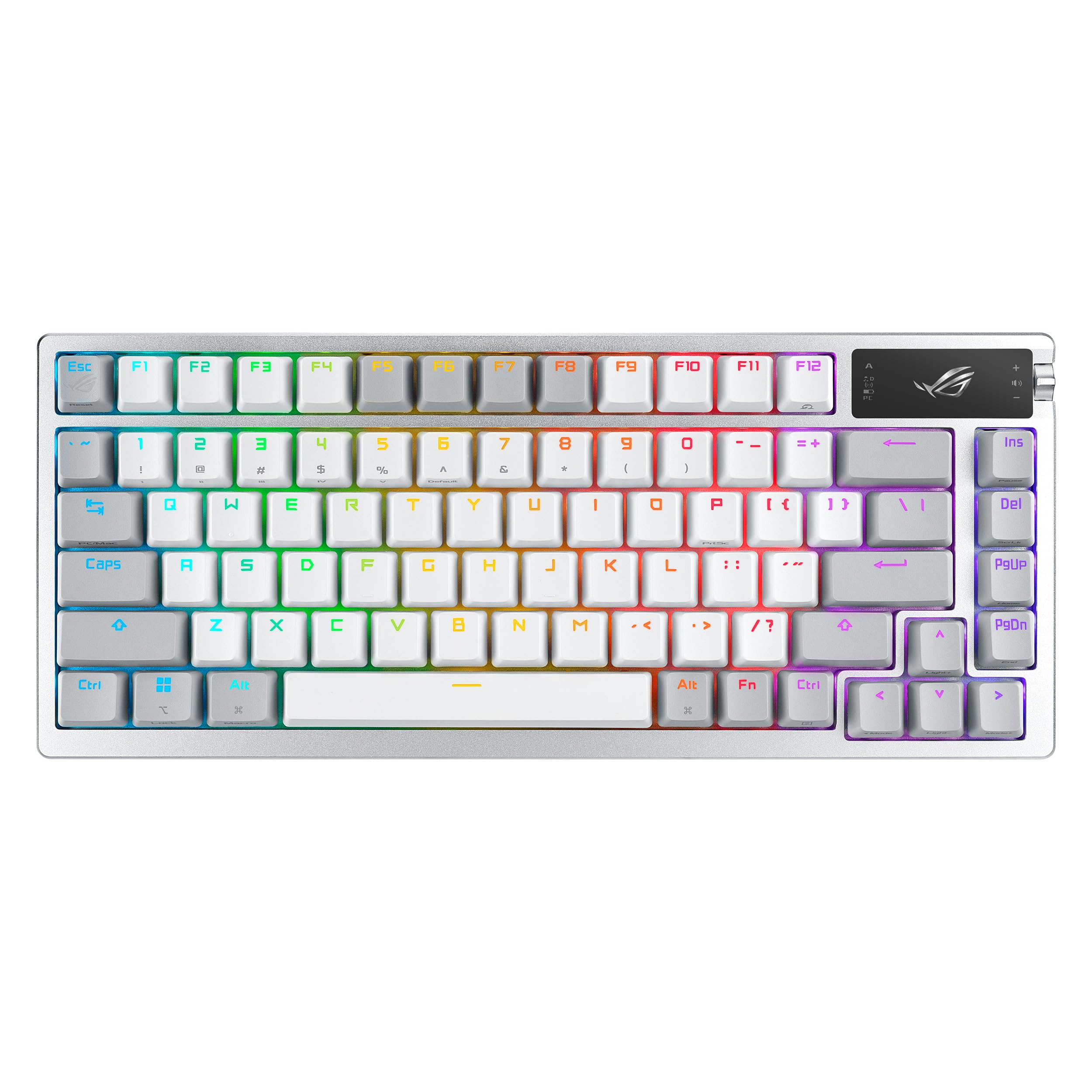 ASUS ROG Azoth 75% Wireless DIY Custom Gaming Keyboard, OLED Display, Three-Layer Dampening, Hot-Swappable ROG NX Snow Switches & Keyboard Stabilizers, PBT Keycaps, RGB-White