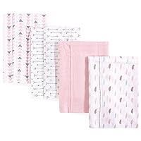 Luvable Friends Unisex Baby Cotton Flannel Burp Cloths, Girl Feathers, One Size