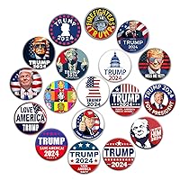 Trump 2024 Buttons/Pins(18 Pack,1.5 inch）American Flag Gifts Merch Party Supplies Button for Accessories Art DIY Crafts Decor