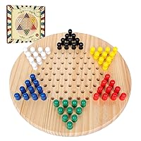 Chinese Checkers Board Game Toy for Adults Seniors Kids, 11.3 Classic Wooden Checkers Game Set, Fun Family Board Games for All Ages