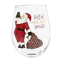 Mud Pie, Santa, 16 oz Christmas Funny Wine Glass
